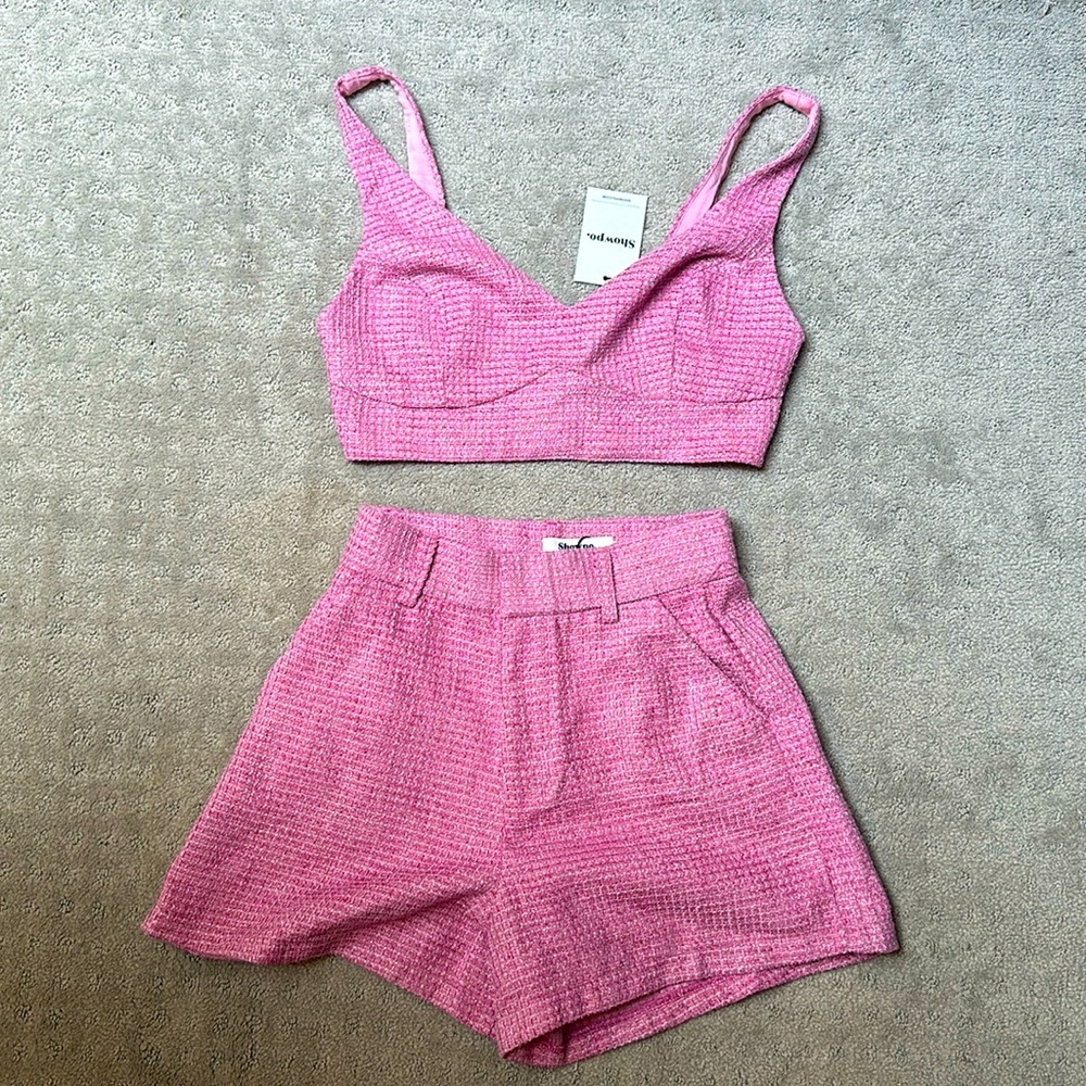 Showpo Pink Textured Crop Top
